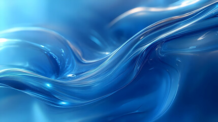 Abstract Blue Wavy Background -  Liquid Texture, 3D Render