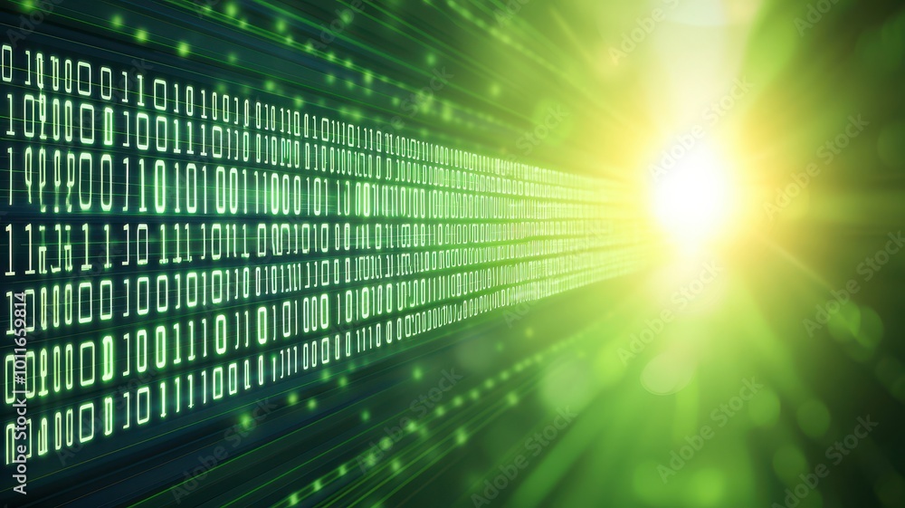 Poster digital green matrix with streaming code background