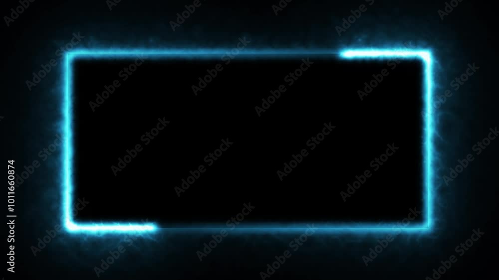 Poster neon border animation: glowing abstract loops with led effects and retro futuristic designs