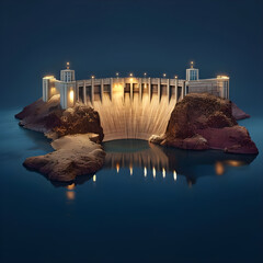 dam at night, generative ai