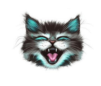 recommend clip art: Seamless pattern with disappearing cat faces  , free space text, copy space, copy space for text,