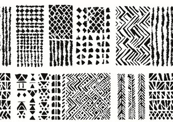 Fototapeta premium Set of 8 primitive geometric patterns collection