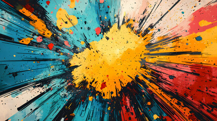 Abstract Background with Colorful Splashes and Lines