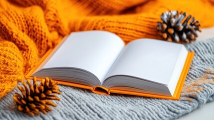 Cozy Scene with Open Novel on Soft Blanket