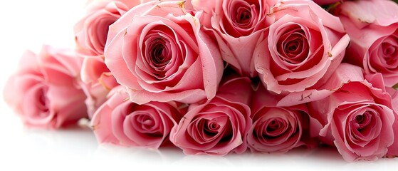 Obraz premium A bouquet of pink roses, watercolor effect, romantic theme, isolated on white background