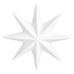Obraz premium Star Christmas tree ornament in white color isolated on white or transparent background. Festive and traditional design for seasonal decorations. Winter holiday decor
