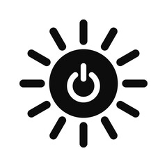 Vector high quality illustration of the sun with power symbol inside black symbol isolated - Clean energy graphic representation