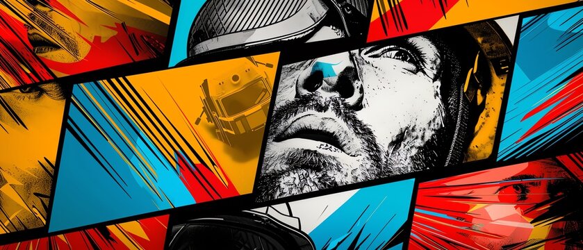 Classic comic strip featuring a dramatic fire rescue, bold colors, and vintage comic book style action panels