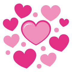 Heart shape design set, A set of pink color heart of various shapes vector illustration design.