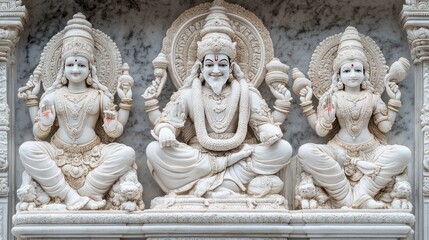 Obraz premium Beautifully sculpted Indian deities, no one in view, with ample room for text or design.