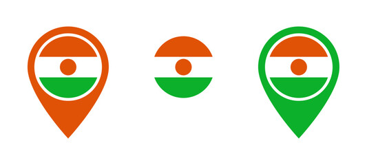 Niger flag location icon set