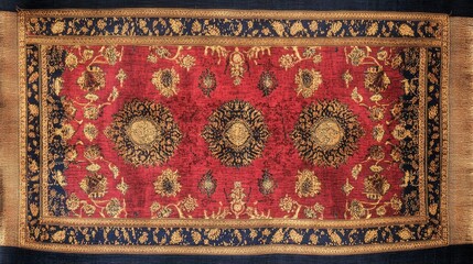Beautifully woven South Asian textile art with intricate patterns, no people, and ample copy space for text or design.
