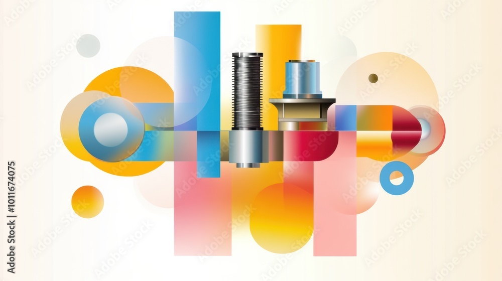 Poster abstract engineering elements on colorful background