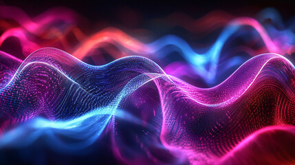 Vibrant neon waves create mesmerizing abstract spectrum, showcasing dynamic interplay of colors and light. flowing patterns evoke sense of energy and movement