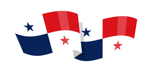 Vector illustration of wavy Panama flag on transparent background
