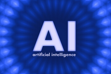 Ai artificial intelligence on blue bokeh background
