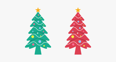Christmas holiday tree with decorations  star flat vector color icon
