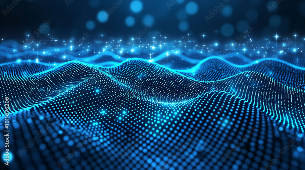 Poster mesmerizing blue abstract seamless network background with glowing dots creates dynamic visual exper