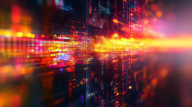 Abstract 3D Digital Background with Colorful Glowing Data Stream