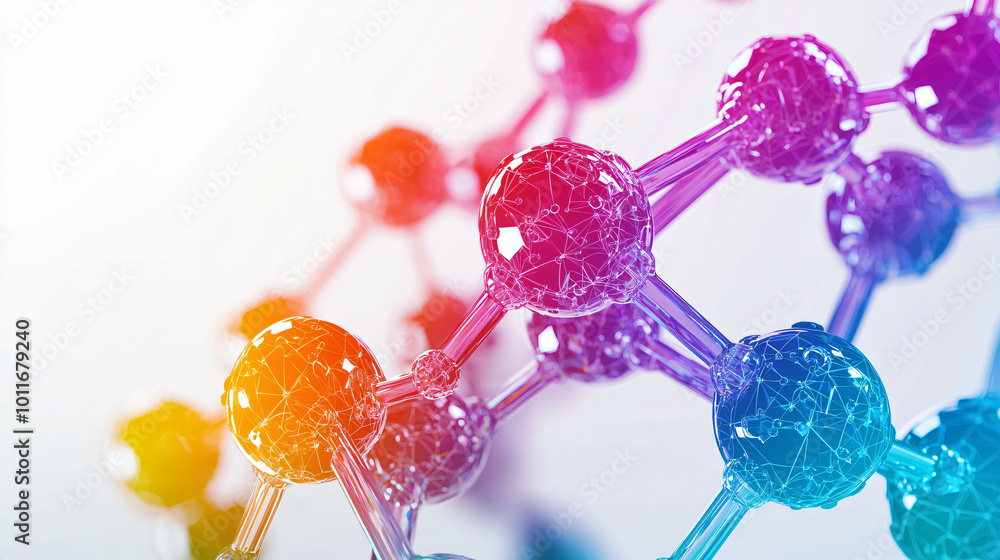 Poster colorful abstract geometric molecular structures create vibrant visual representation of scientific 