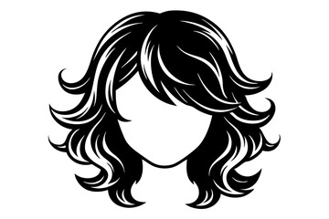 woman with long hair silhouette vector illustration with white background