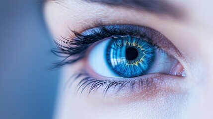 Cyber-enhanced human eye technology concept in close-up, futuristic look with clear copy space.