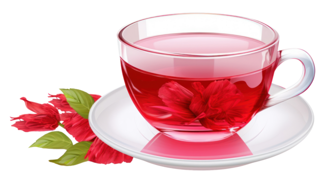 PNG Roselle tea cup saucer flower.