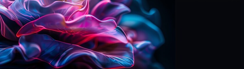 Obraz premium A rose with glowing neon petals, cyberpunk style, dark background, isolated on white background