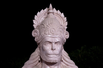 idol of hindu holy god lord hanuman at outdoor from different angle