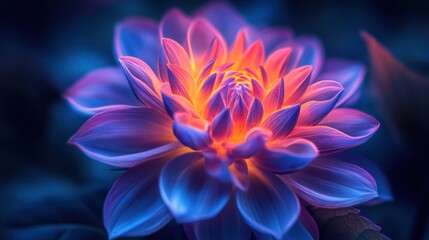 Obraz premium Vibrant Dahlia in Blue and Orange Hues