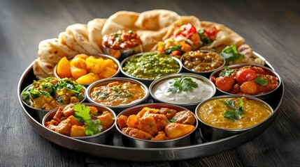 Assortment of Indian Dishes on a Platter