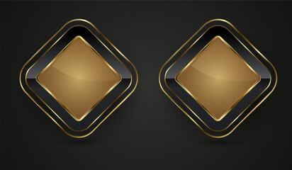 Two identical diamond-shaped icons positioned side by side. Each diamond has a golden, metallic appearance in the center, giving it a sleek