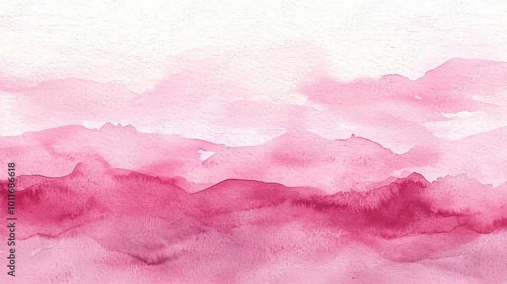 Poster soft pink watercolor texture background with gentle gradients and abstract mountain like shapes, cre