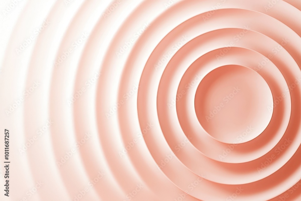 Poster soft pink concentric circles creating a calming abstract pattern, ideal for backgrounds, design, and