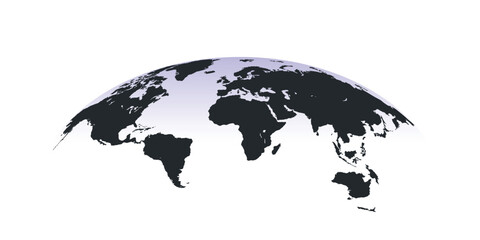Naklejka premium World Map. Spherical Curved World Map. World map globe isolated. Vector illustration
