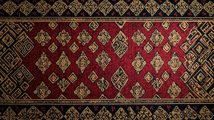 Handcrafted South Asian textile with cultural motifs, no people, offering space for captions.