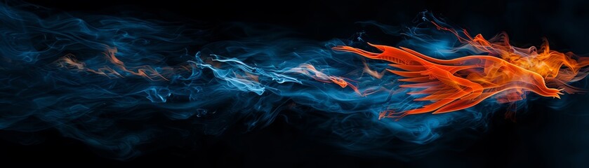 Fototapeta premium Fire phoenix soaring through a night sky, majestic and bright,