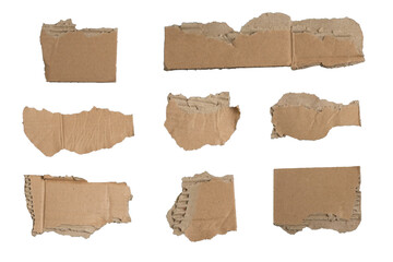 Brown Cardboard paper sliced isolated on white background. 
