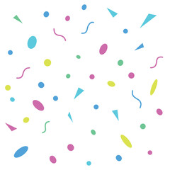 confetti pattern, colorful party hats, balloons, abstract shapes, festive celebration, bright and cheerful, playful design, white background