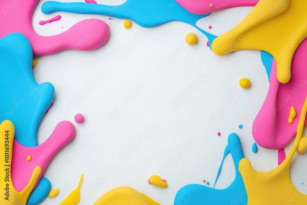 Aufkleber colorful abstract paint splashes on a white background creating a vibrant and playful frame perfect 