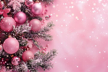 Pink Christmas background. New Year background.