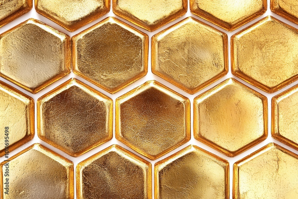 Poster golden honeycomb pattern, a stunning abstract background with hexagonal shapes, perfect for design a
