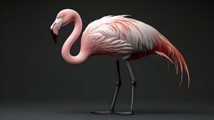 Pink Flamingo 3D Render - Detailed Illustration of a Bird with Curved Neck