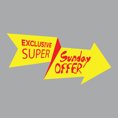exclusive Sunday offer text sticker label price icon illustration