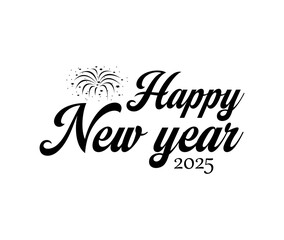Happy New Year calligraphy text isolated on white background.