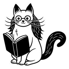 cat with book