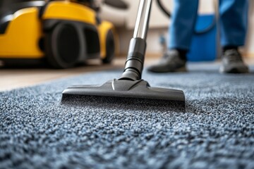 Person Cleaning Carpet With Vacuum Cleaner, Generative AI