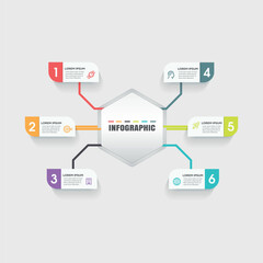 Simple six steps design infographic template illustration
