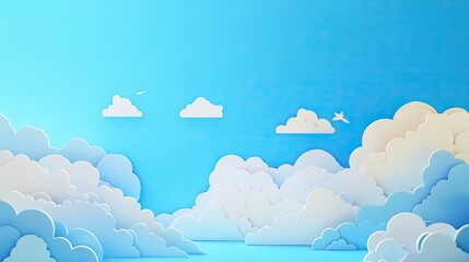 Vibrant blue sky featuring scattered clouds creating a bright and airy atmosphere Vibrant blue sky with scattered clouds creating a bright and airy scene