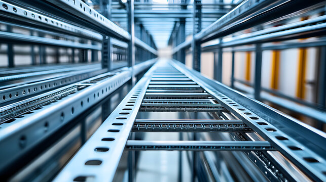 Metal cable tray used for organizing and supporting electrical cables, metal, cable, tray, organization